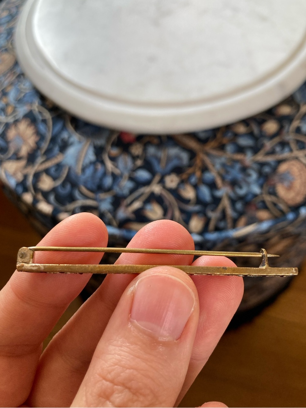 Antique Victorian Paste Stone Gold Gilt Bar Brooch - Picture 9 of 11